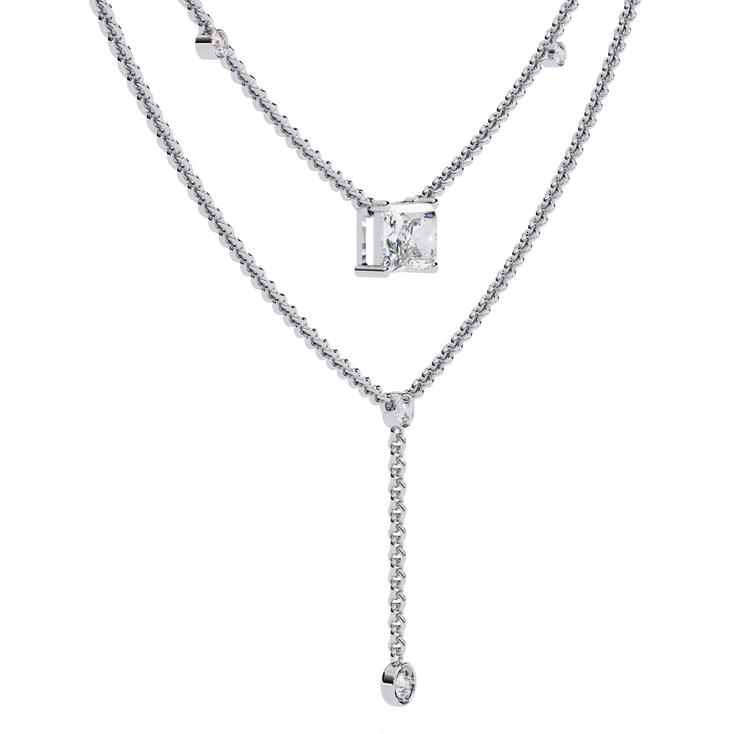 Cascade Point – Emerald Lab Diamond Y Drop Necklace in 14K Gold