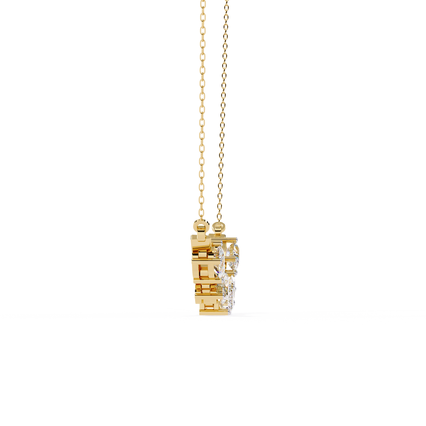 Radiant Mélange – Mixed Shape Lab Diamond Bar Necklace in 14K Gold