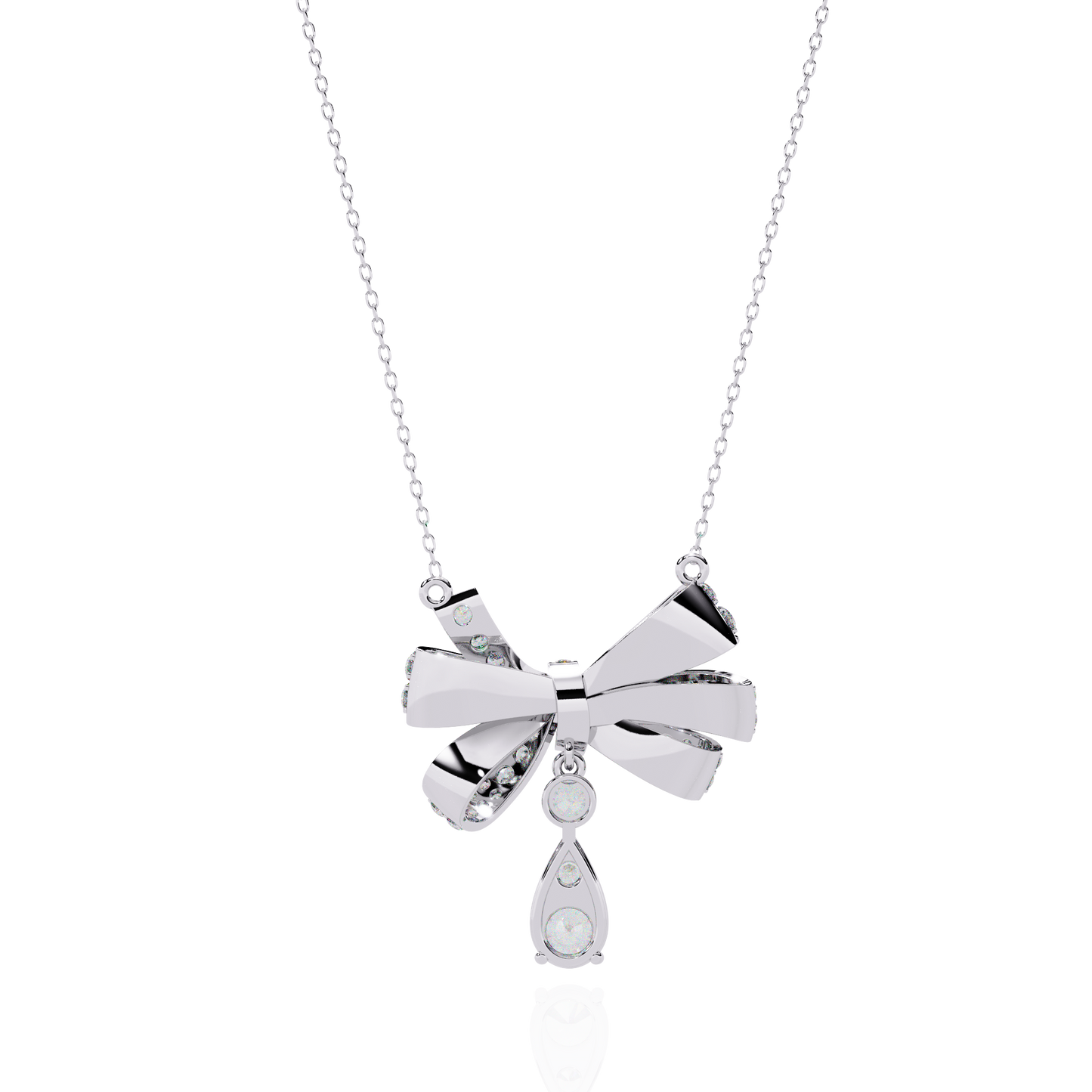 Ribbon Bloom – Diamond Drop Pendant Necklace in 14K Gold