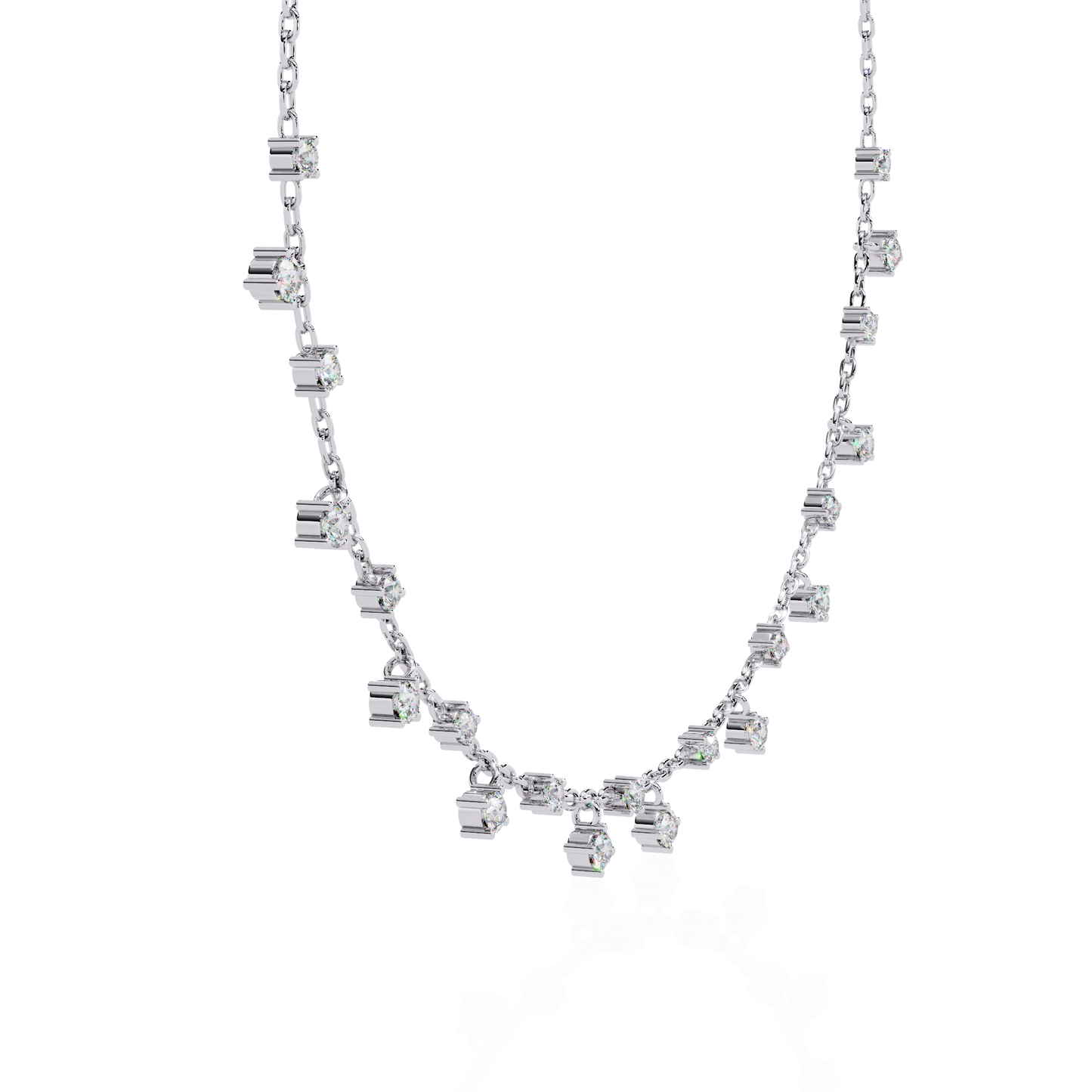 Radiant Fringe – Lab Diamond Cascade Necklace in 14K Gold