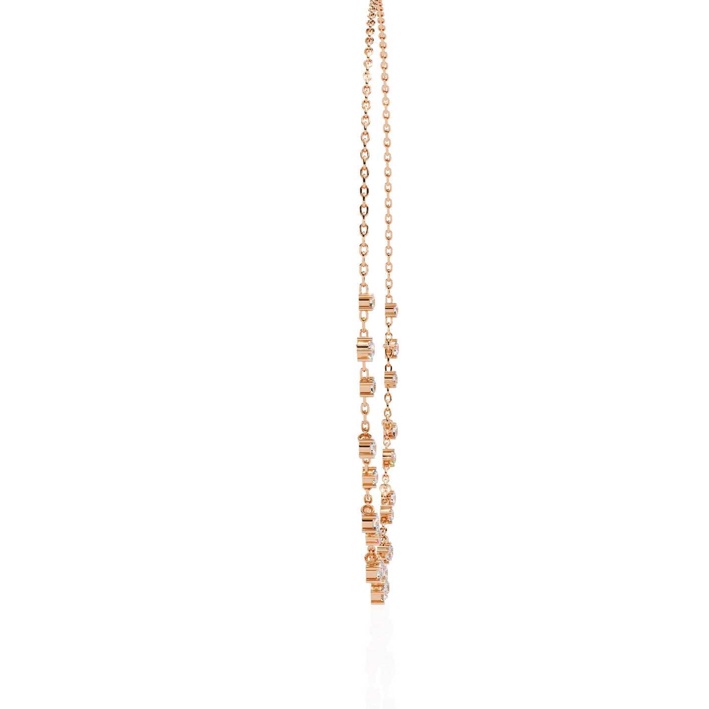 Radiant Fringe – Lab Diamond Cascade Necklace in 14K Gold
