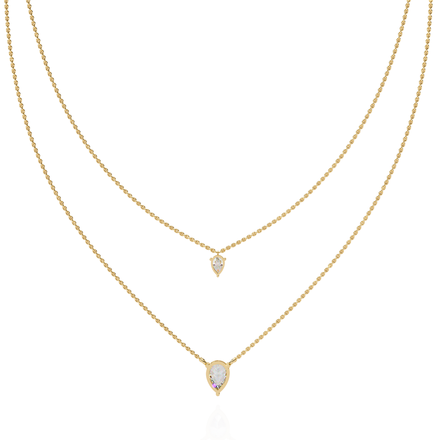 Duo Dewdrop – Double Pear Lab Diamond Necklace in 14K Gold