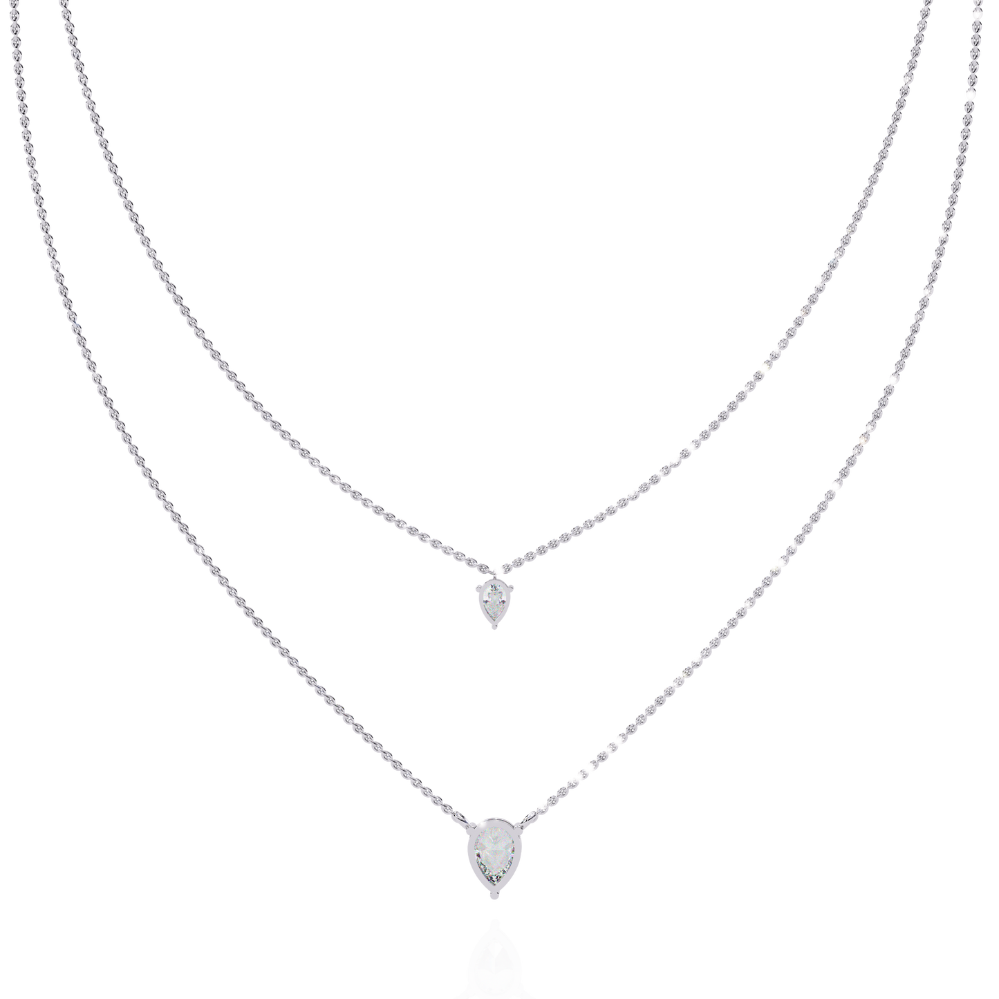 Duo Dewdrop – Double Pear Lab Diamond Necklace in 14K Gold