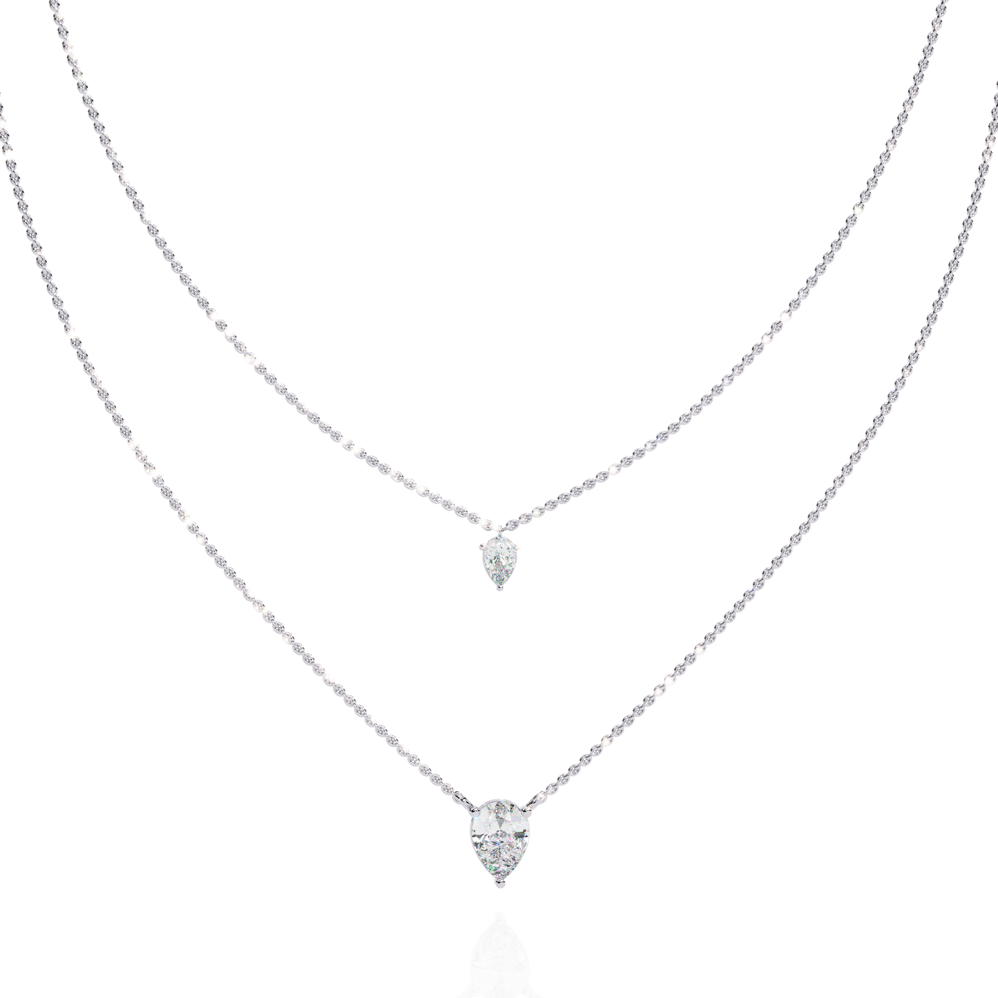 Duo Dewdrop – Double Pear Lab Diamond Necklace in 14K Gold