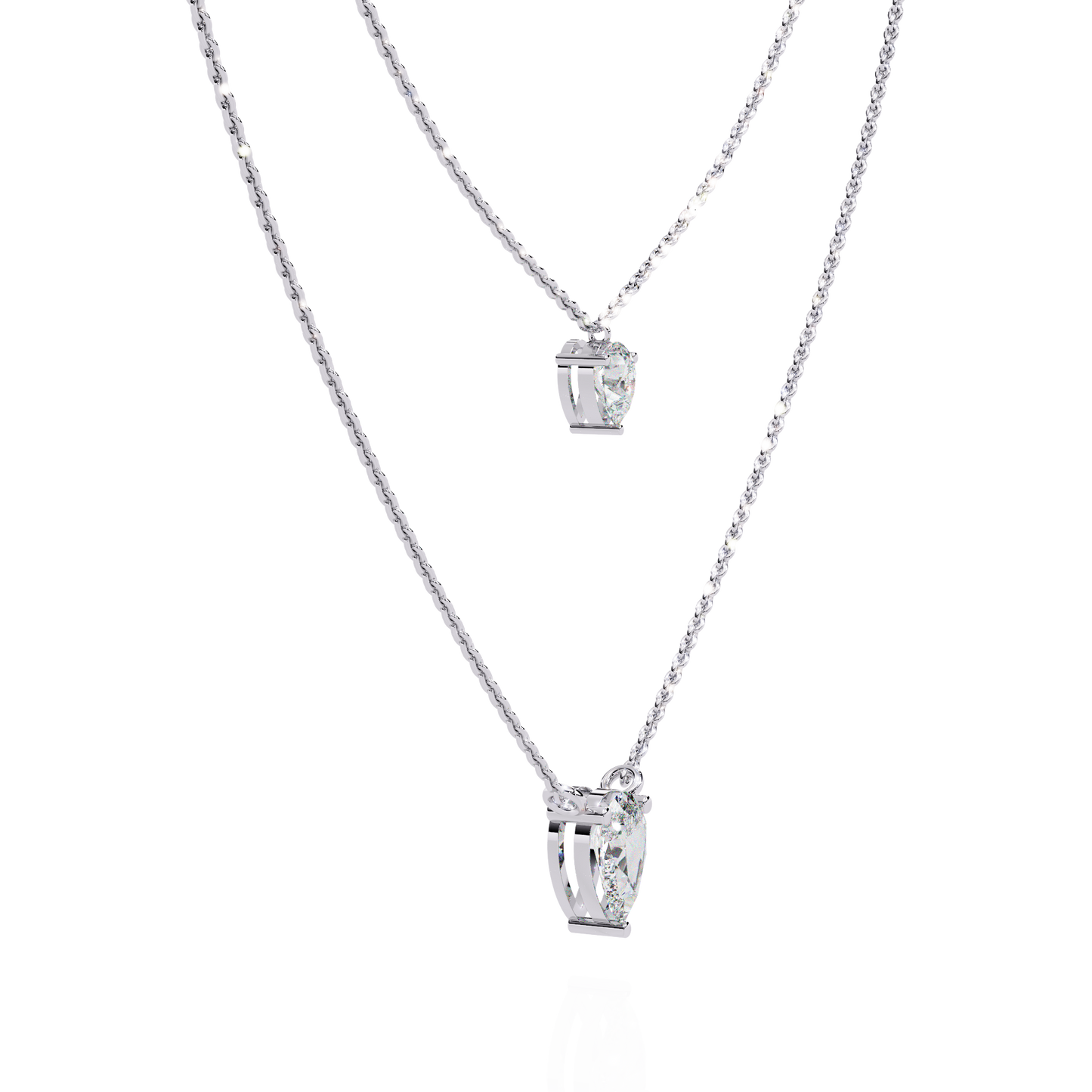 Duo Dewdrop – Double Pear Lab Diamond Necklace in 14K Gold