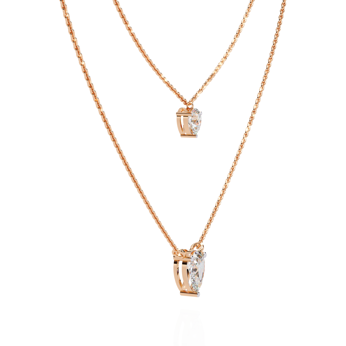 Duo Dewdrop – Double Pear Lab Diamond Necklace in 14K Gold