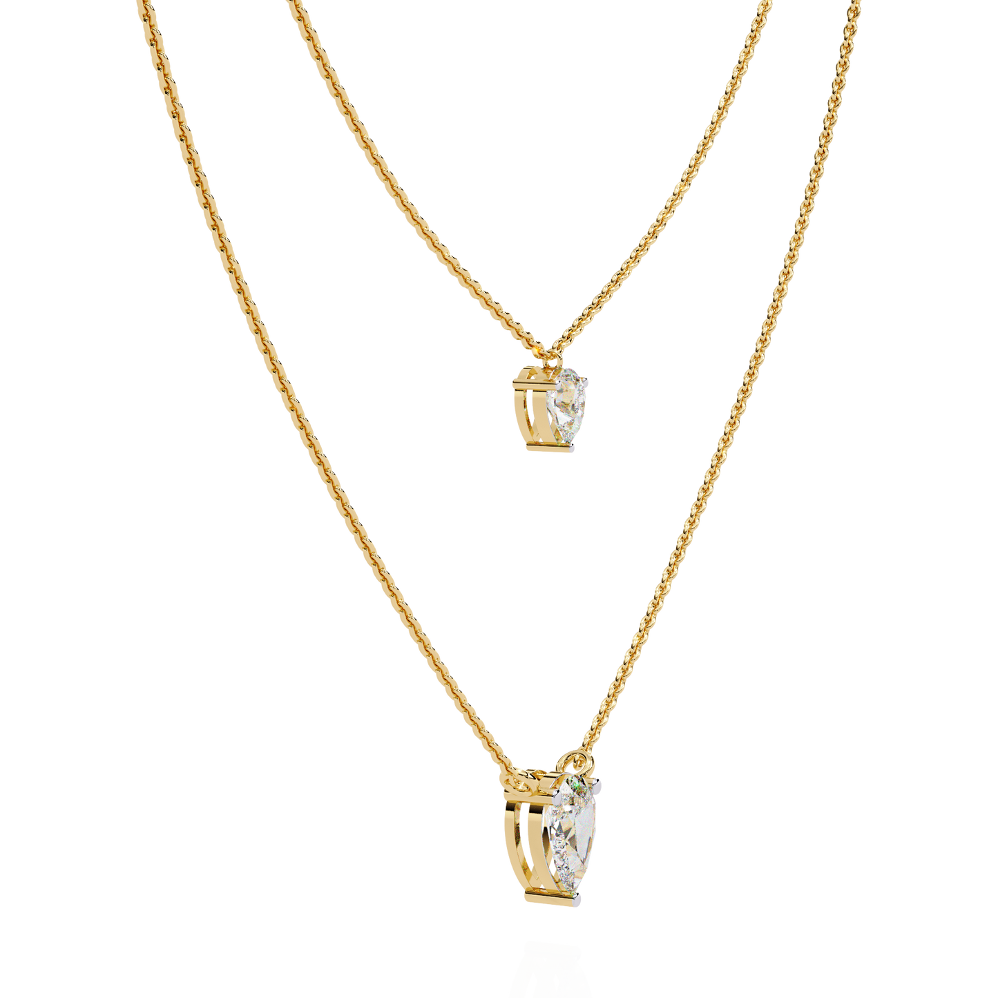 Duo Dewdrop – Double Pear Lab Diamond Necklace in 14K Gold