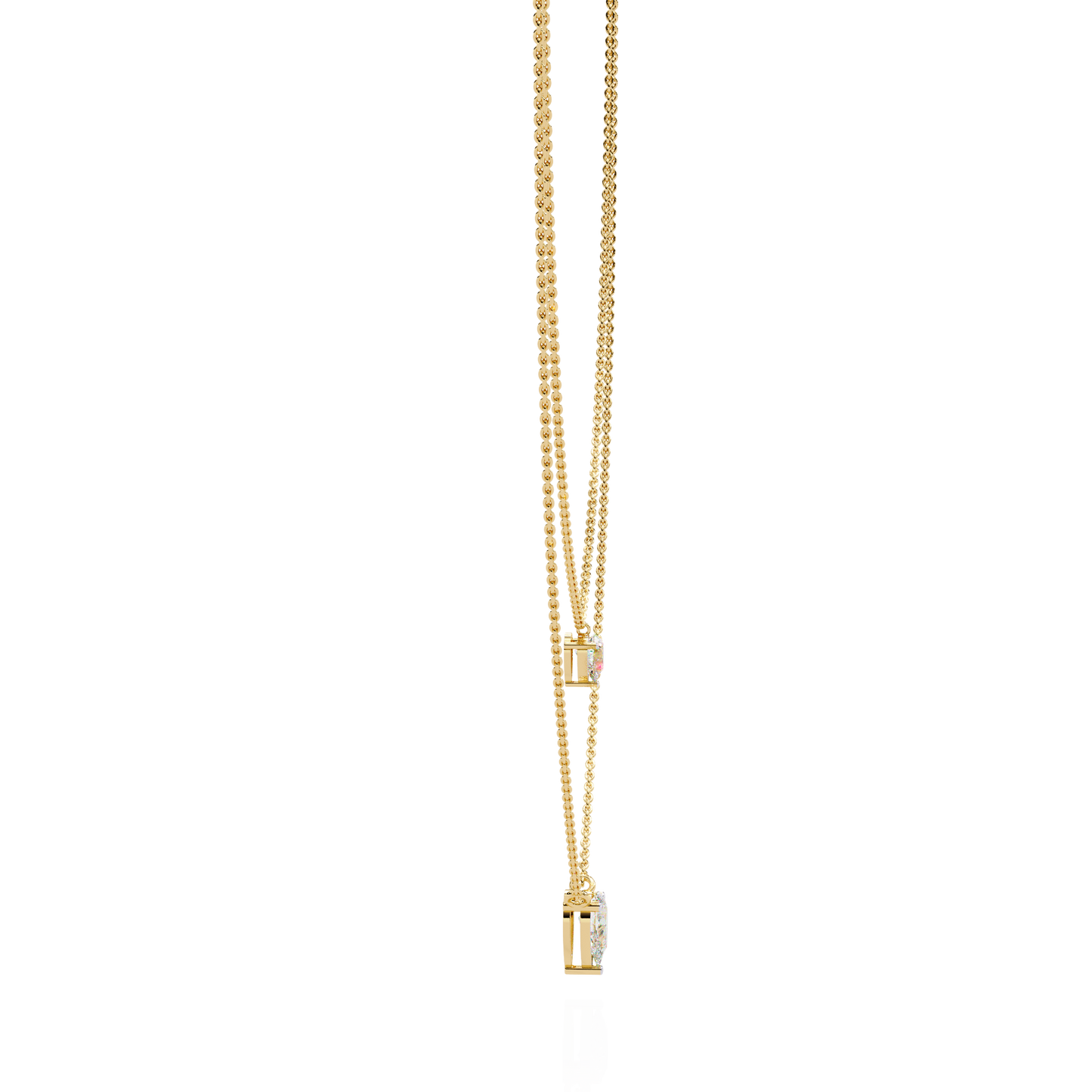 Duo Dewdrop – Double Pear Lab Diamond Necklace in 14K Gold