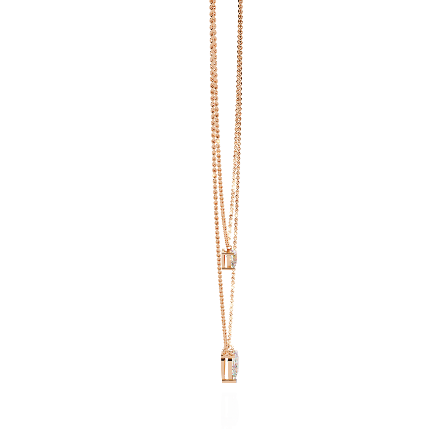 Duo Dewdrop – Double Pear Lab Diamond Necklace in 14K Gold