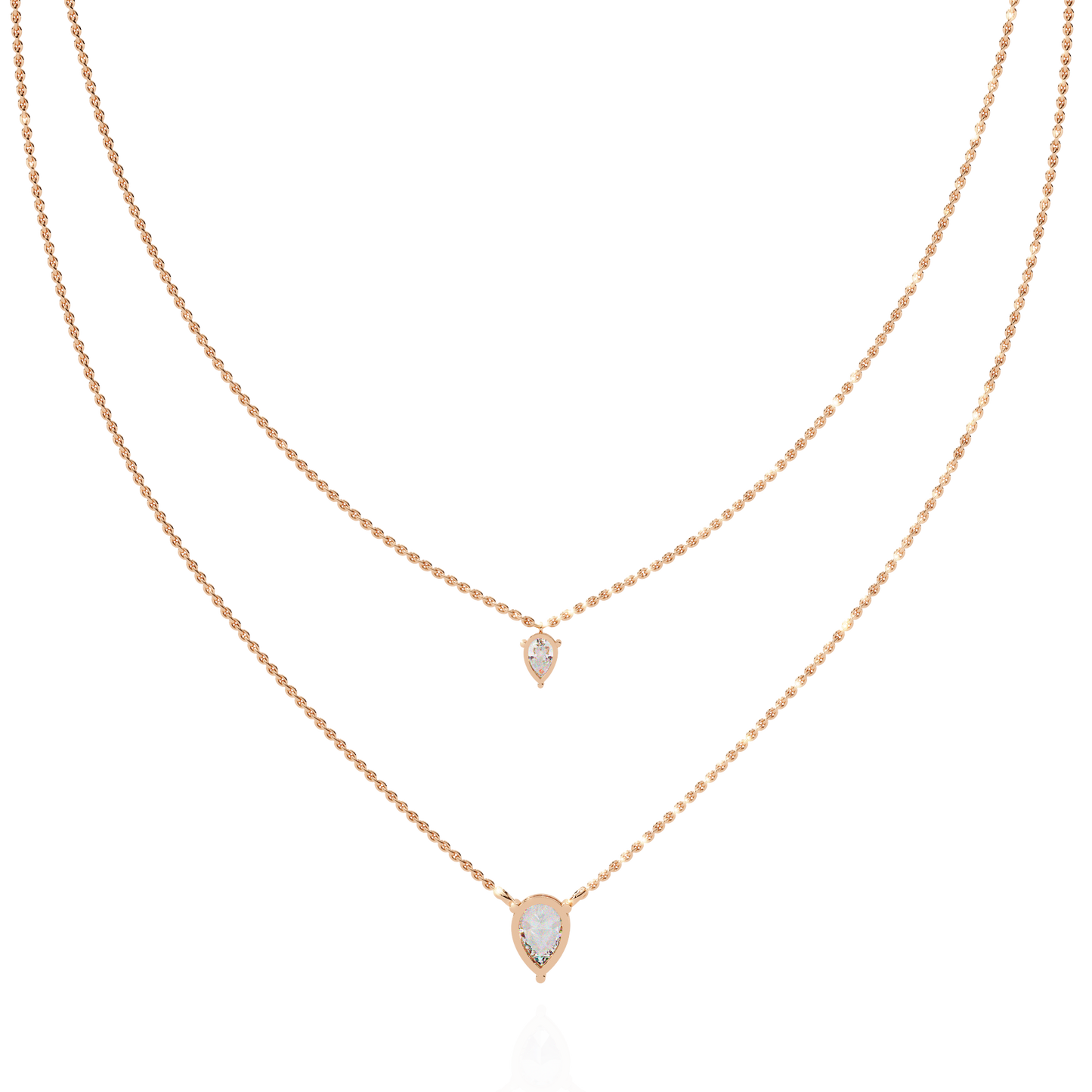 Duo Dewdrop – Double Pear Lab Diamond Necklace in 14K Gold