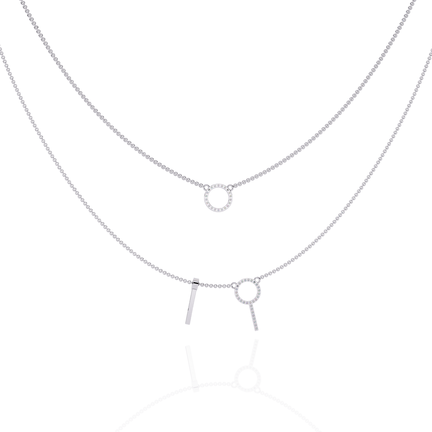 Orbée Lariat – Pavé Circle & Bar Lab Diamond Necklace in 14K Gold