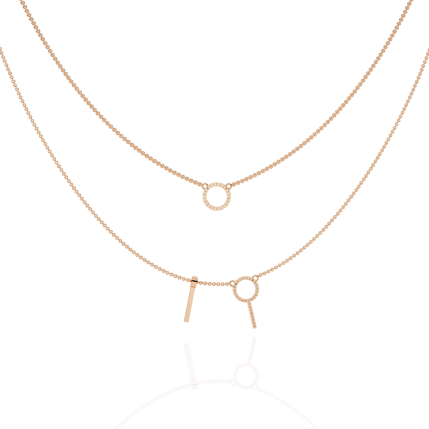 Orbée Lariat – Pavé Circle & Bar Diamond Necklace in 14K Gold