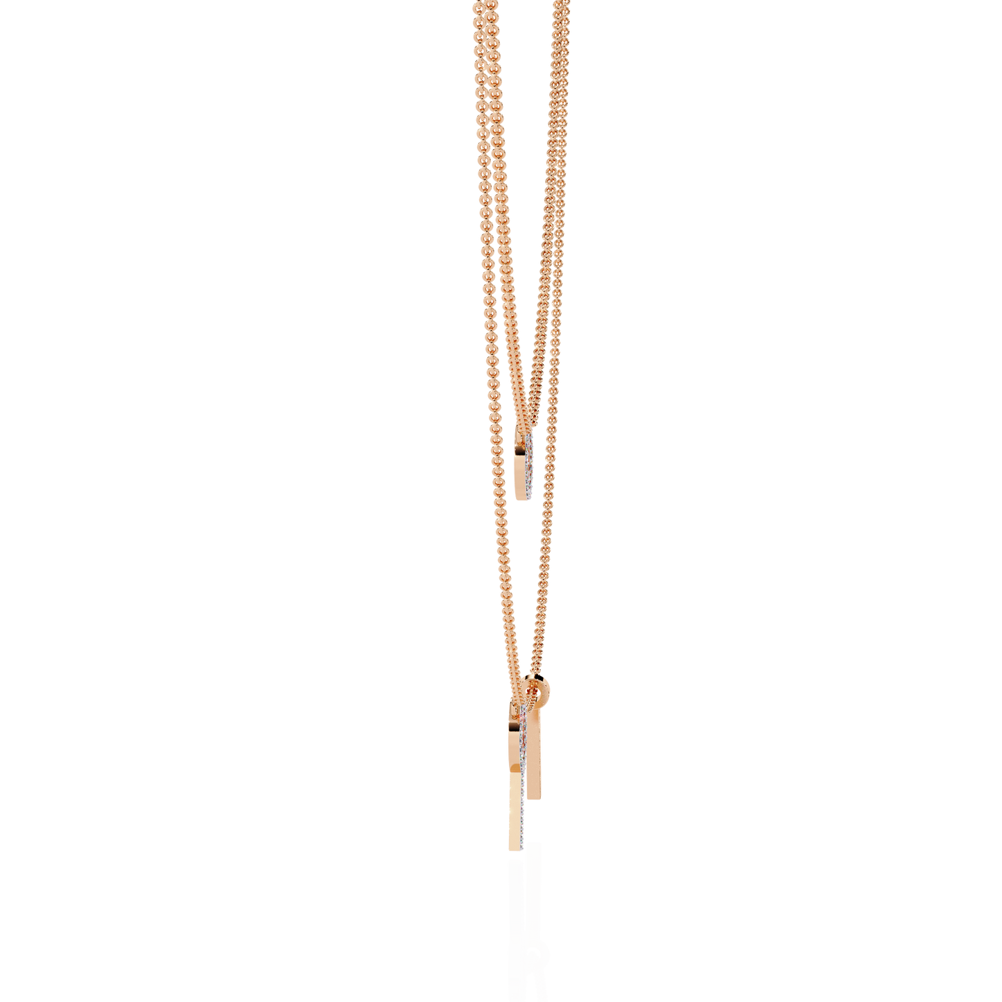 Orbée Lariat – Pavé Circle & Bar Lab Diamond Necklace in 14K Gold