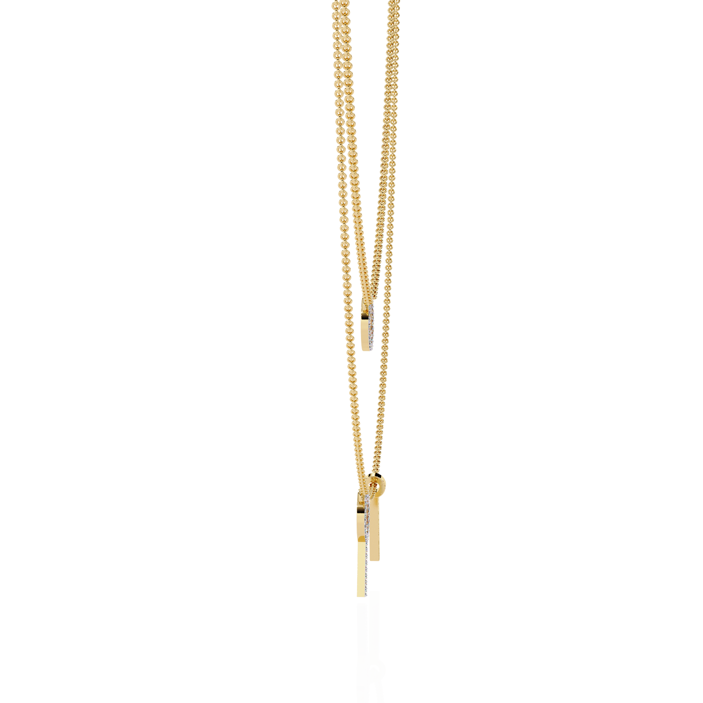 Orbée Lariat – Pavé Circle & Bar Lab Diamond Necklace in 14K Gold