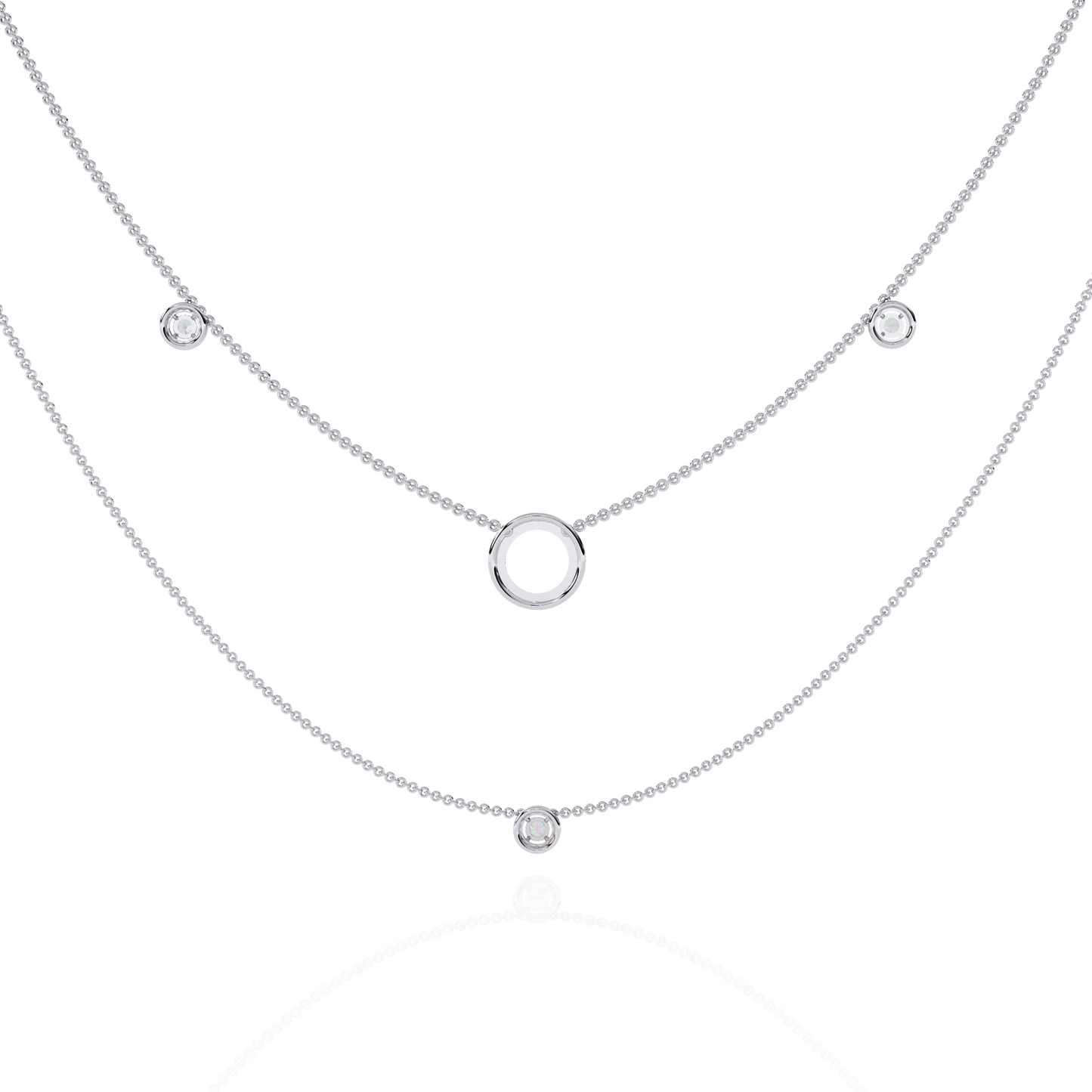 Eclipse Drop – Diamond Circle Pendant Necklace in 14K Gold
