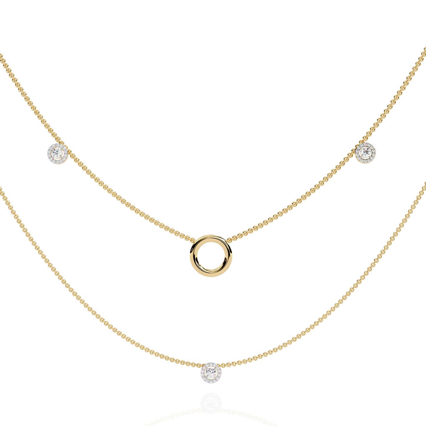 Eclipse Drop – Lab Diamond Circle Pendant Necklace in 14K Gold