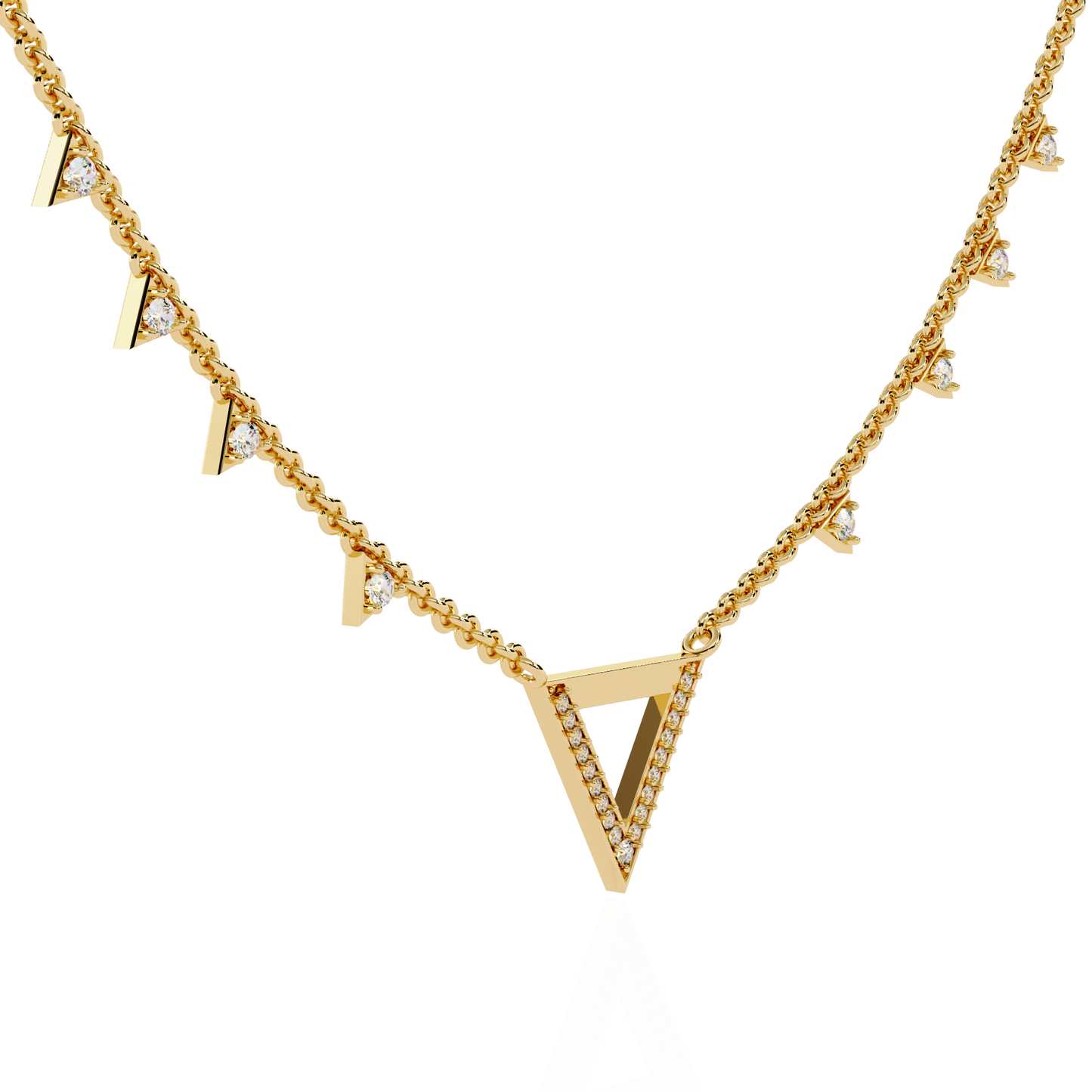 Véline V-Drop – Triangle Accent Lab Diamond Necklace in 14K Gold