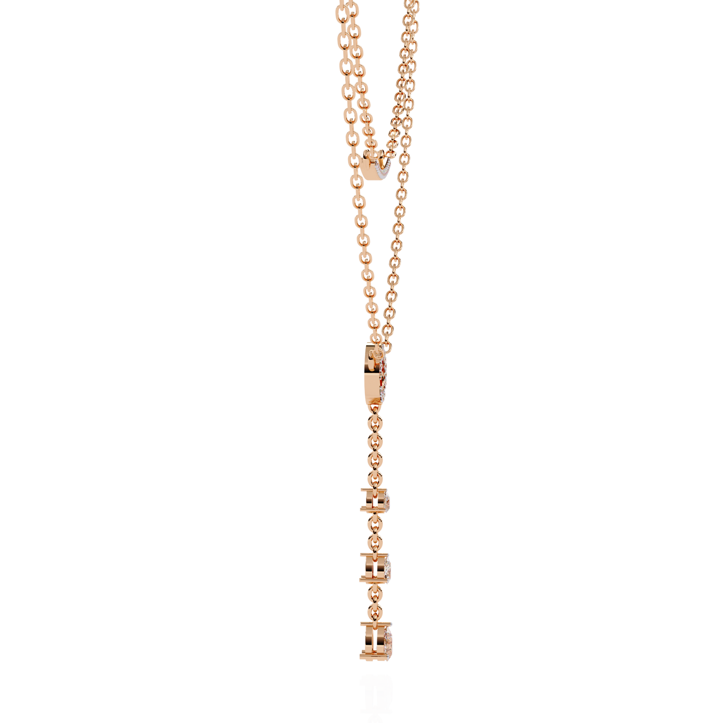 Celestial Dewdrop – Dual Row Pear Diamond Y-Necklace in 14K Gold