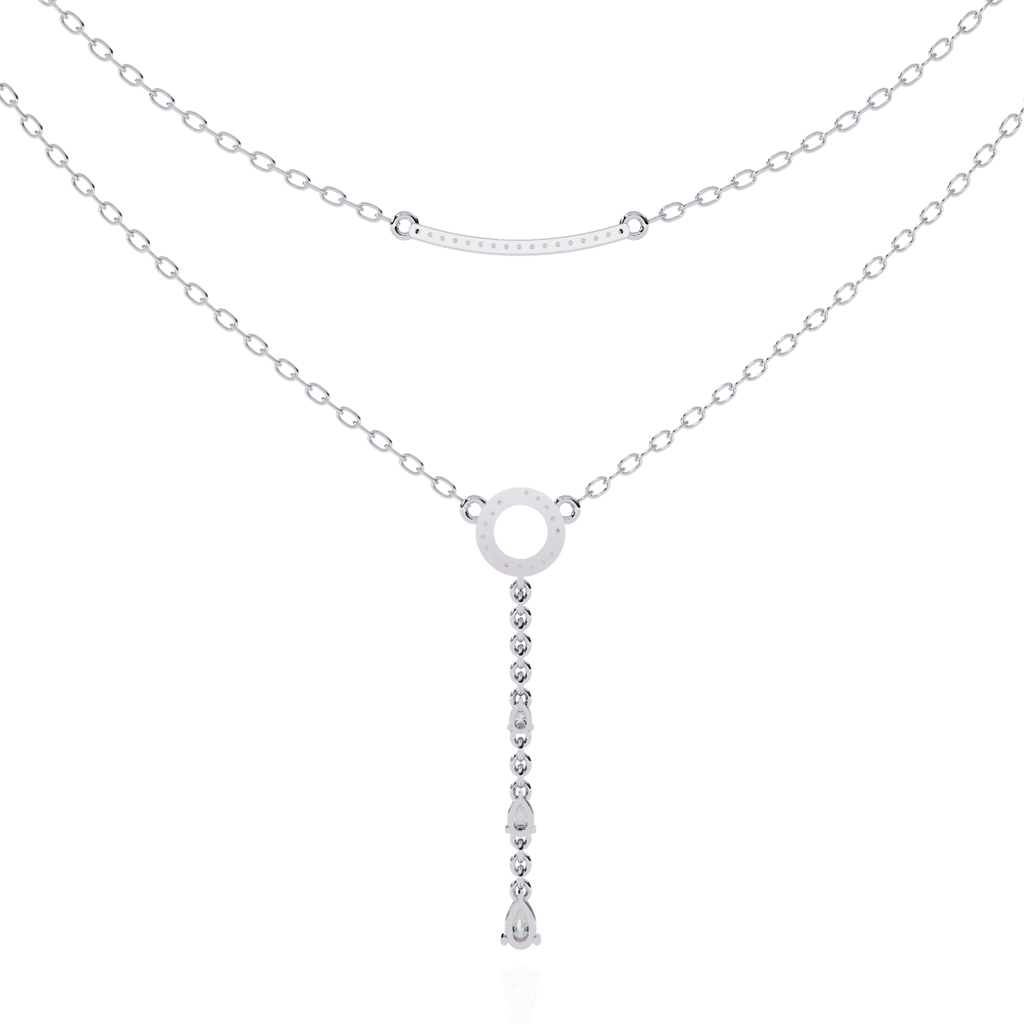 Celestial Dewdrop – Dual Row Pear Diamond Y-Necklace in 14K Gold