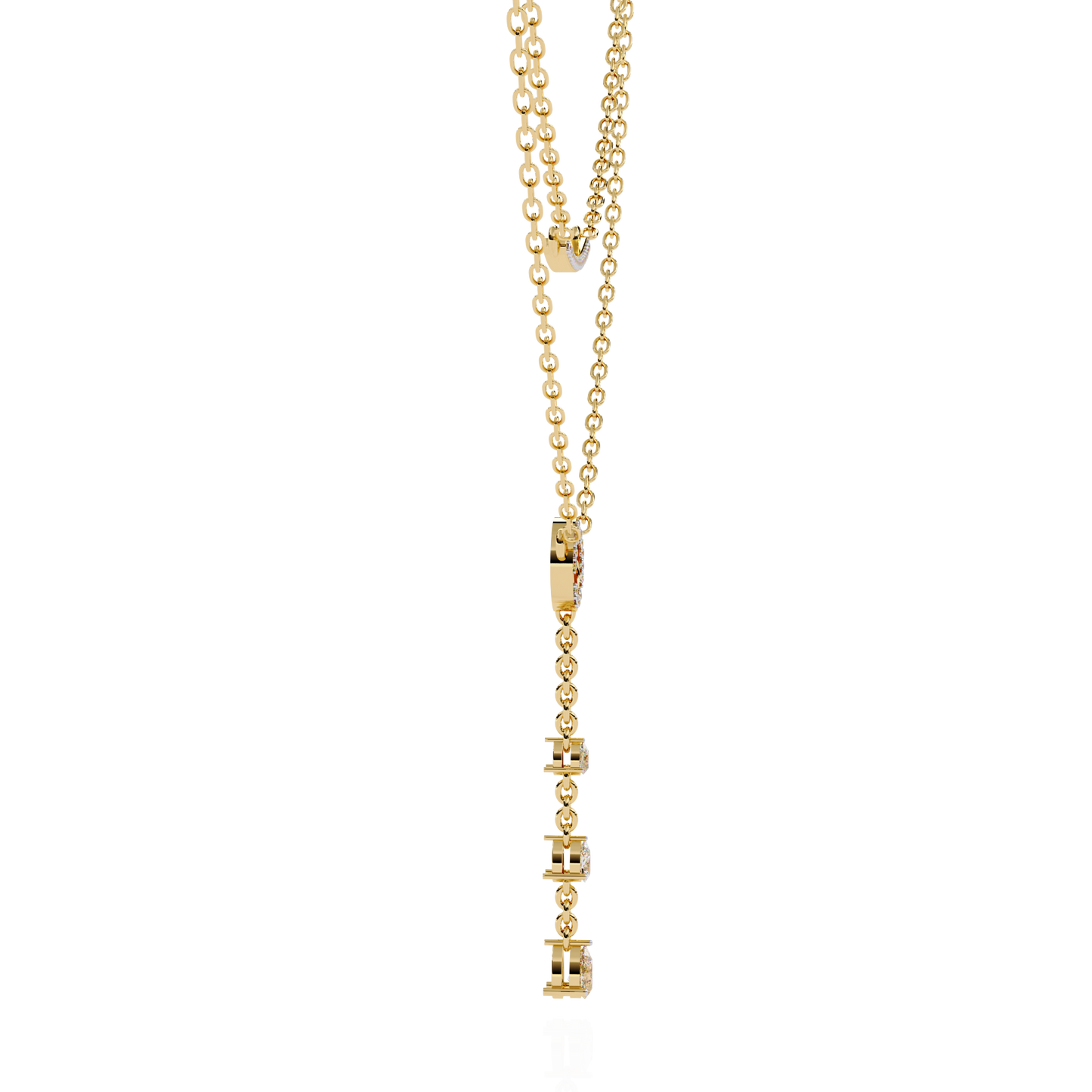 Celestial Dewdrop – Dual Row Pear Diamond Y-Necklace in 14K Gold