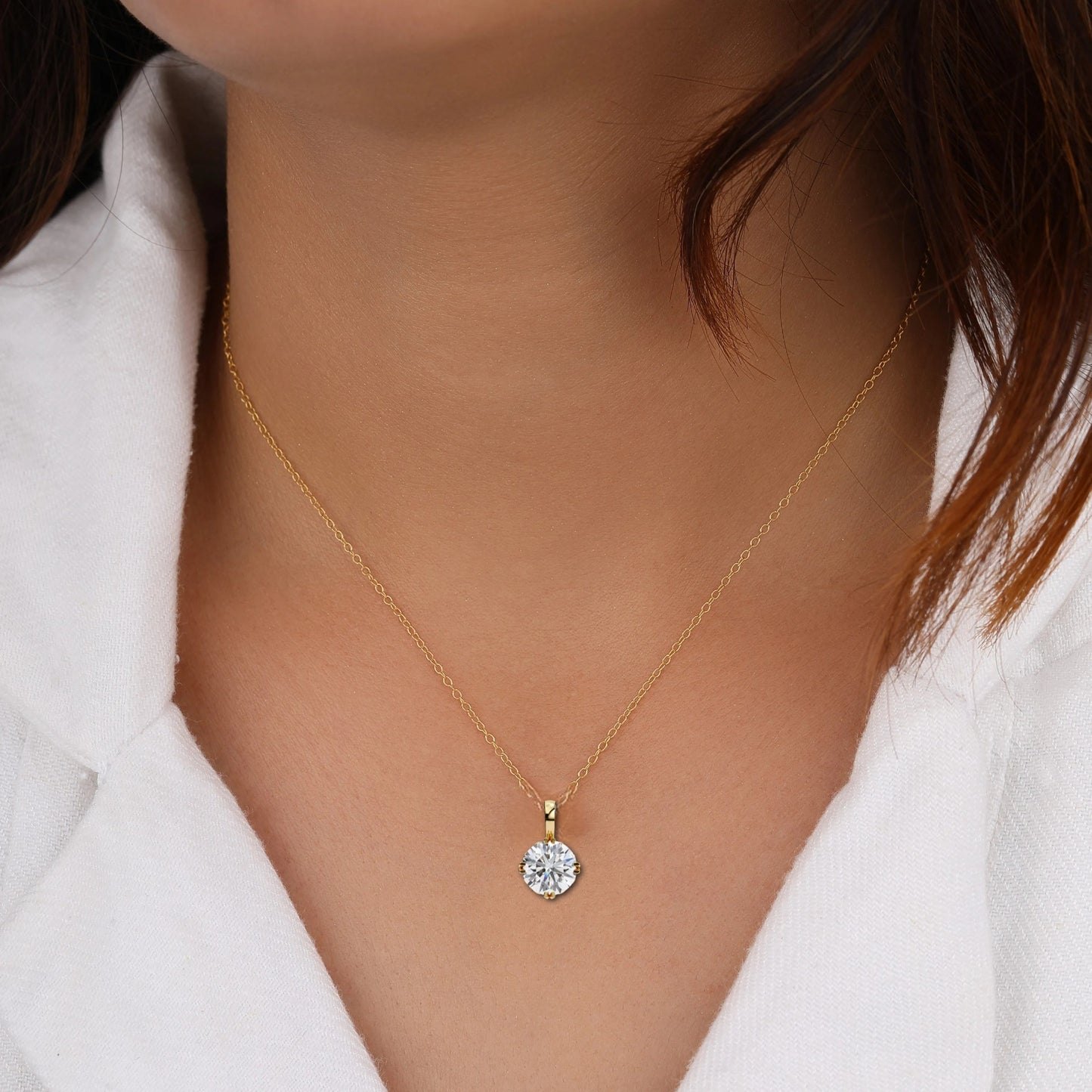 Halo Drop – Round Lab Diamond Framed Chain Pendant