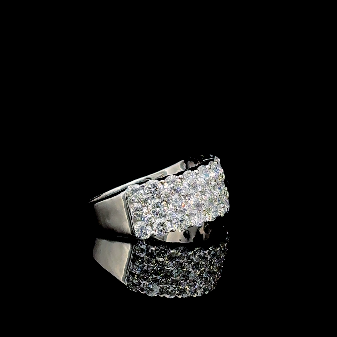 Radiant Crest – Wide Diamond Band in 14K White Gold