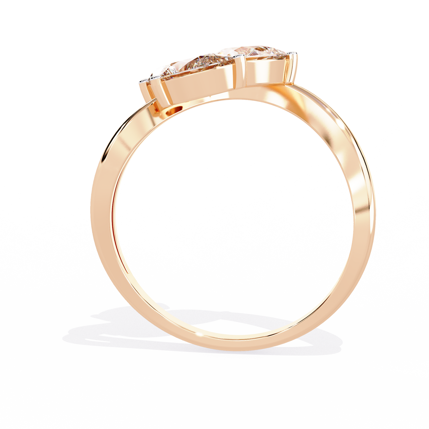 Fleur Twist – Triple Pear Lab Diamond Ring with Interwoven Shank in 14K Gold
