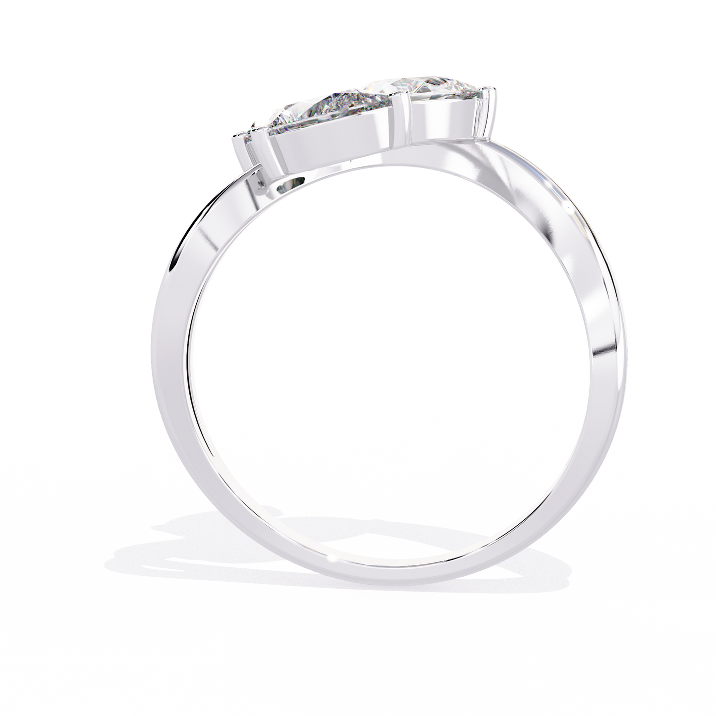 Fleur Twist – Triple Pear Lab Diamond Ring with Interwoven Shank in 14K Gold