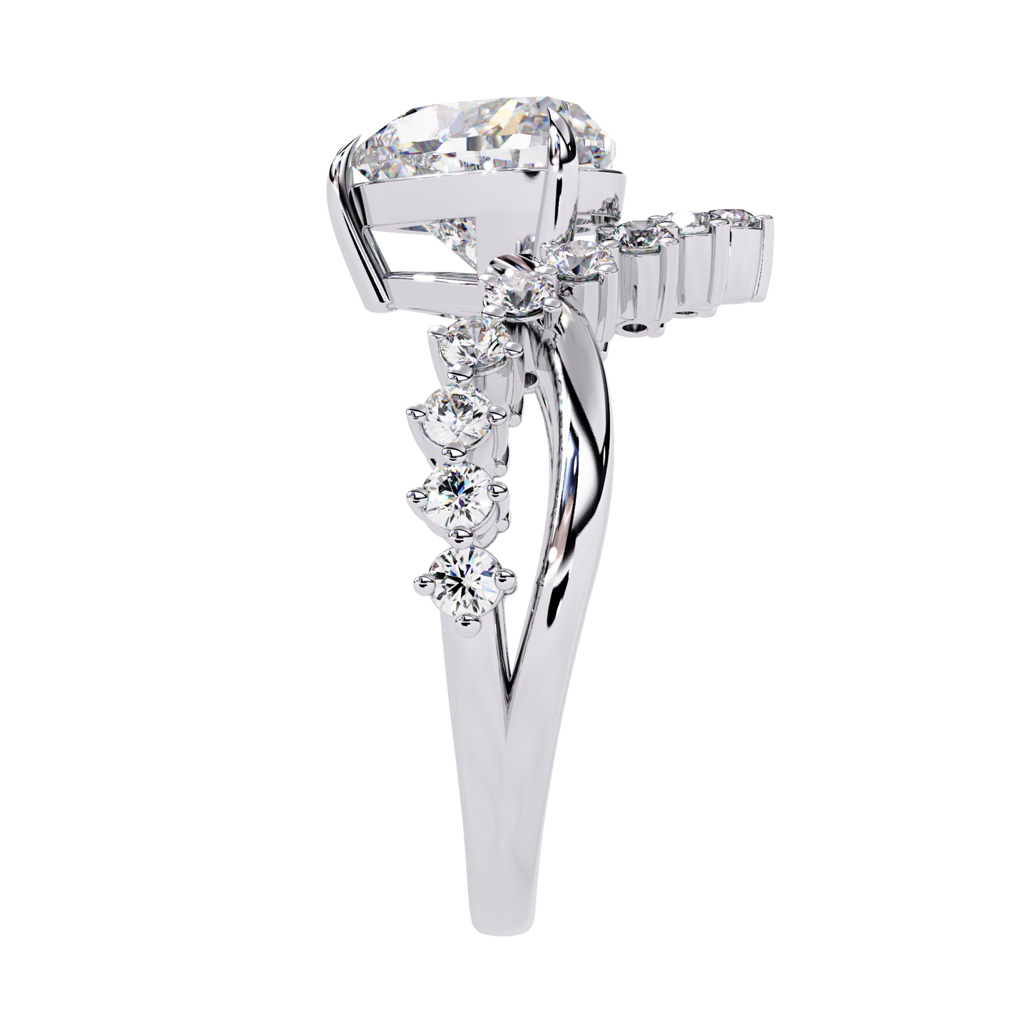 Royal Amour – Heart Diamond Crown Ring in 14K Gold