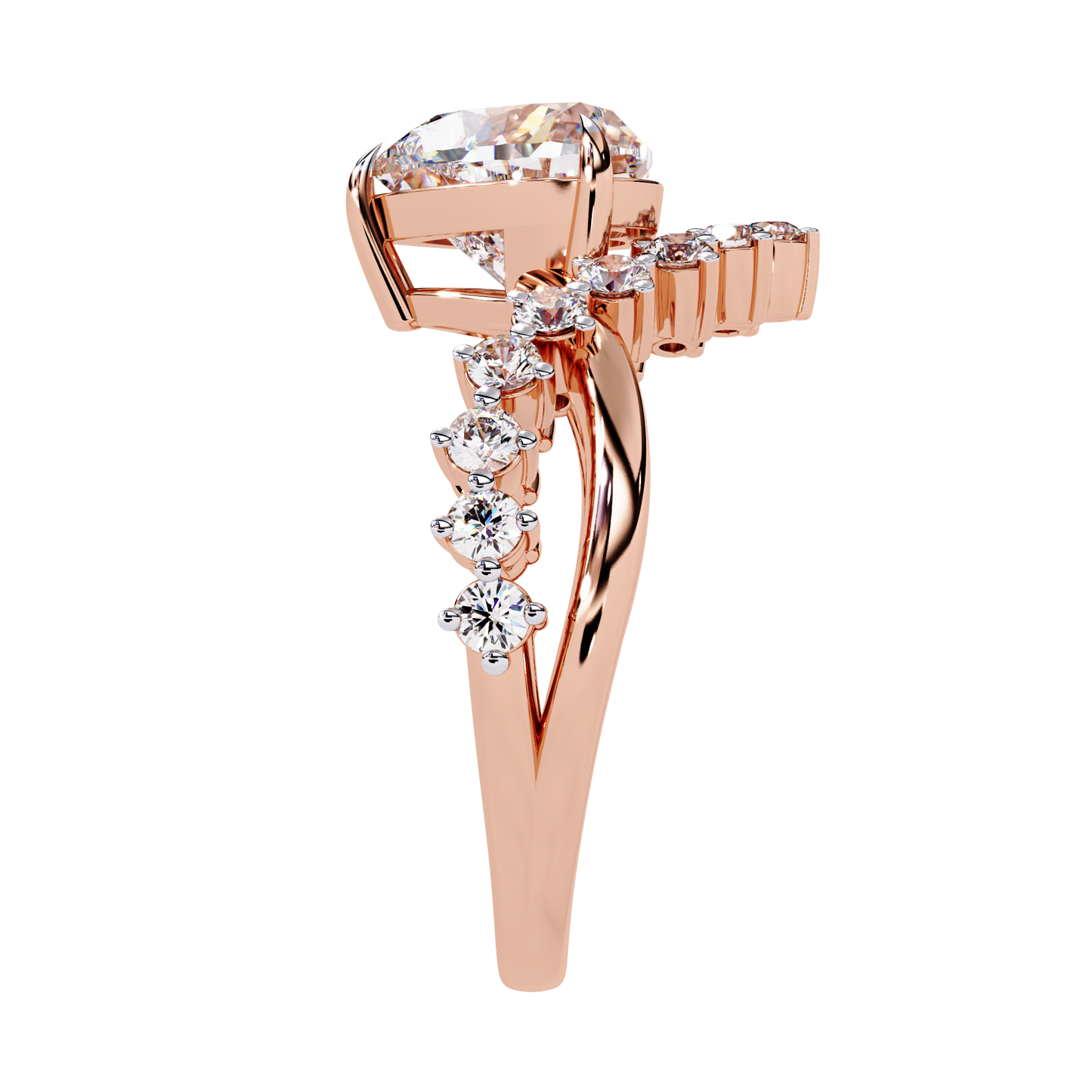 Royal Amour – Heart Diamond Crown Ring in 14K Gold