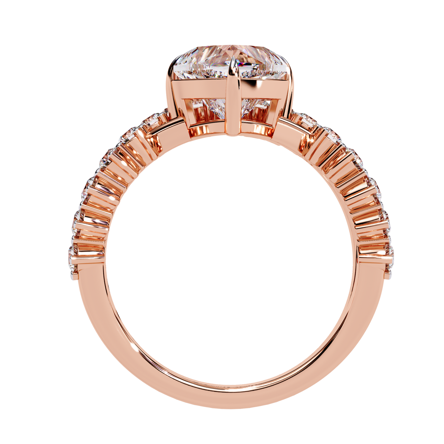 Royal Amour – Heart Diamond Crown Ring in 14K Gold