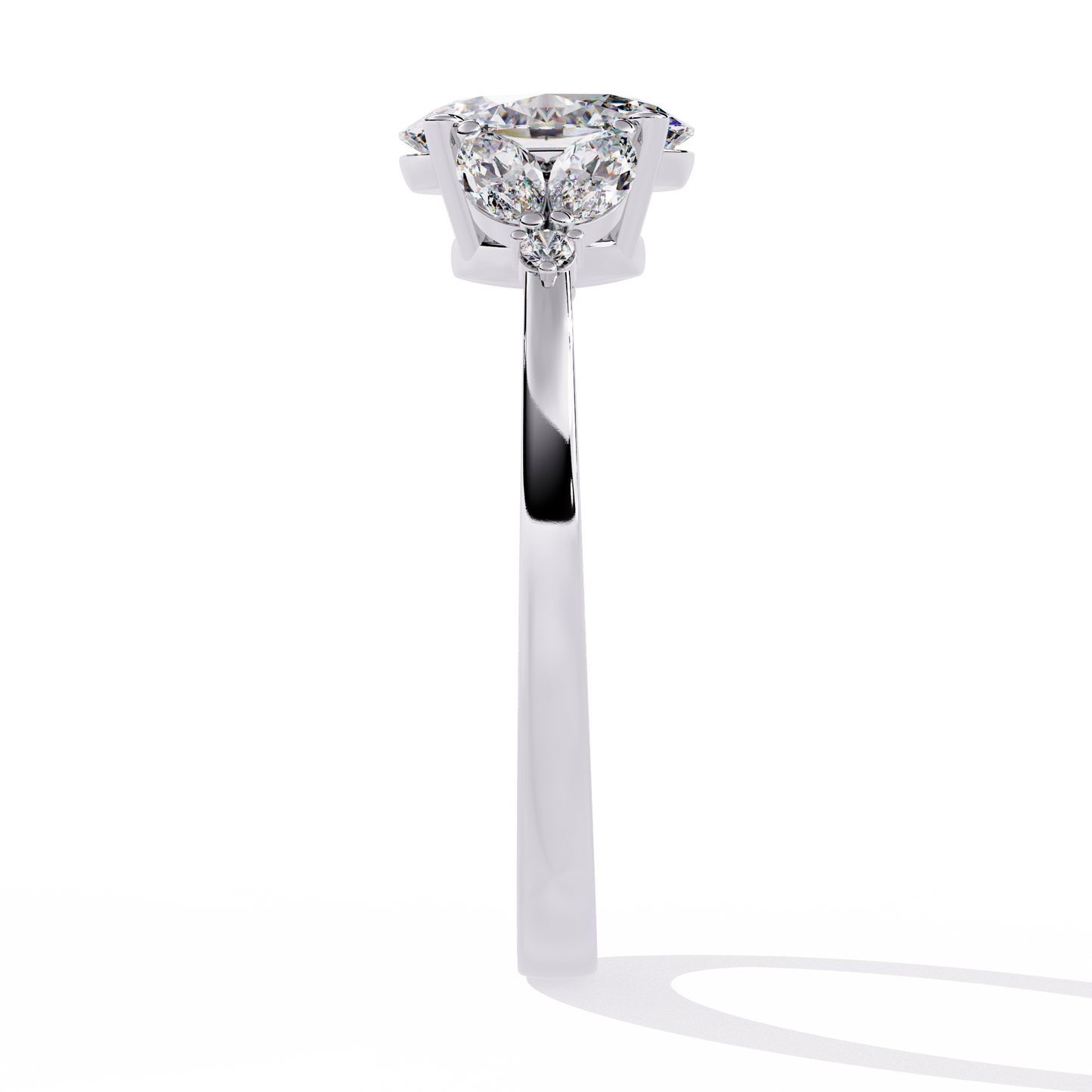 Oval Marquise Radiance – Three-Stone Diamond Ring in 14K Gold