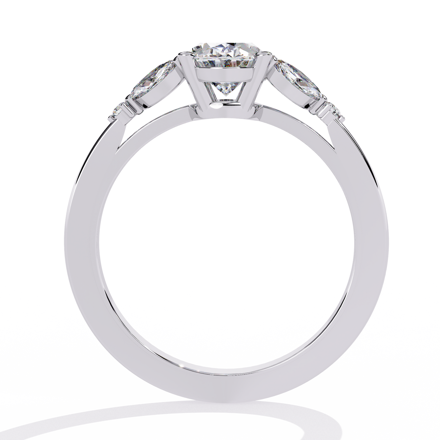 Oval Marquise Radiance – Three-Stone Diamond Ring in 14K Gold