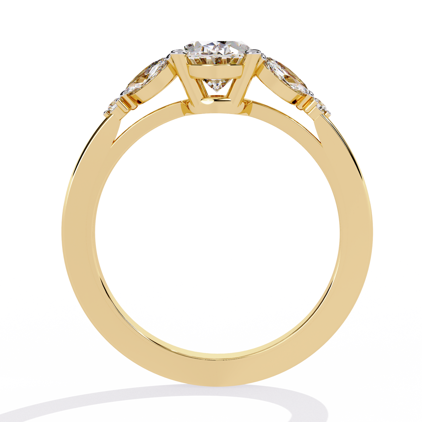 Oval Marquise Radiance – Three-Stone Diamond Ring in 14K Gold