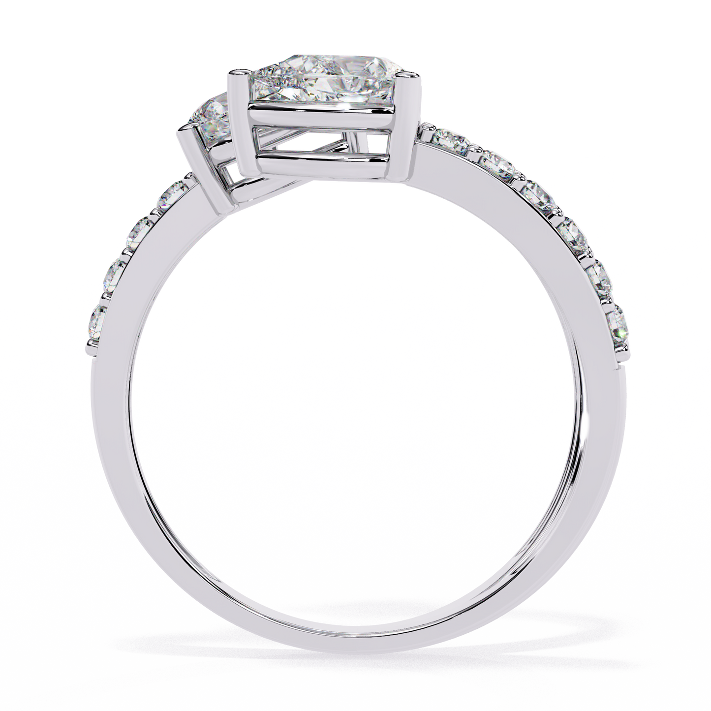 Cascade Pear – Triple Pear Lab Diamond Open Ring with Pavé Sides in 14K Gold