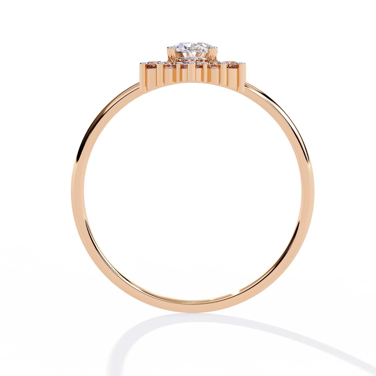 Oval Bloom – Lab Diamond Halo Ring with Petal Motif in 14K Gold