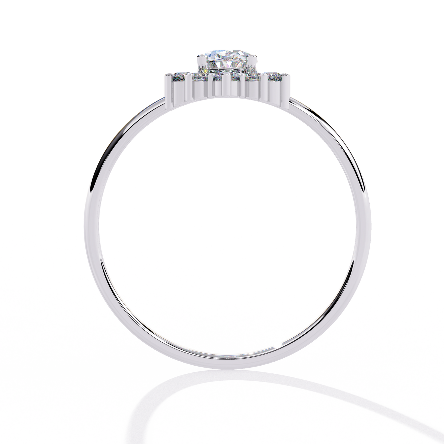 Oval Bloom – Lab Diamond Halo Ring with Petal Motif in 14K Gold