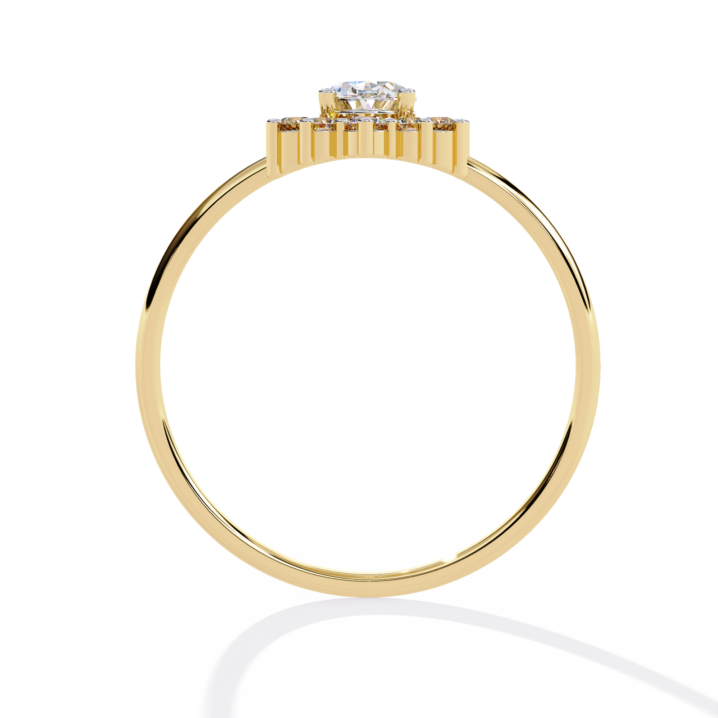 Oval Bloom – Diamond Halo Ring with Petal Motif in 14K Gold