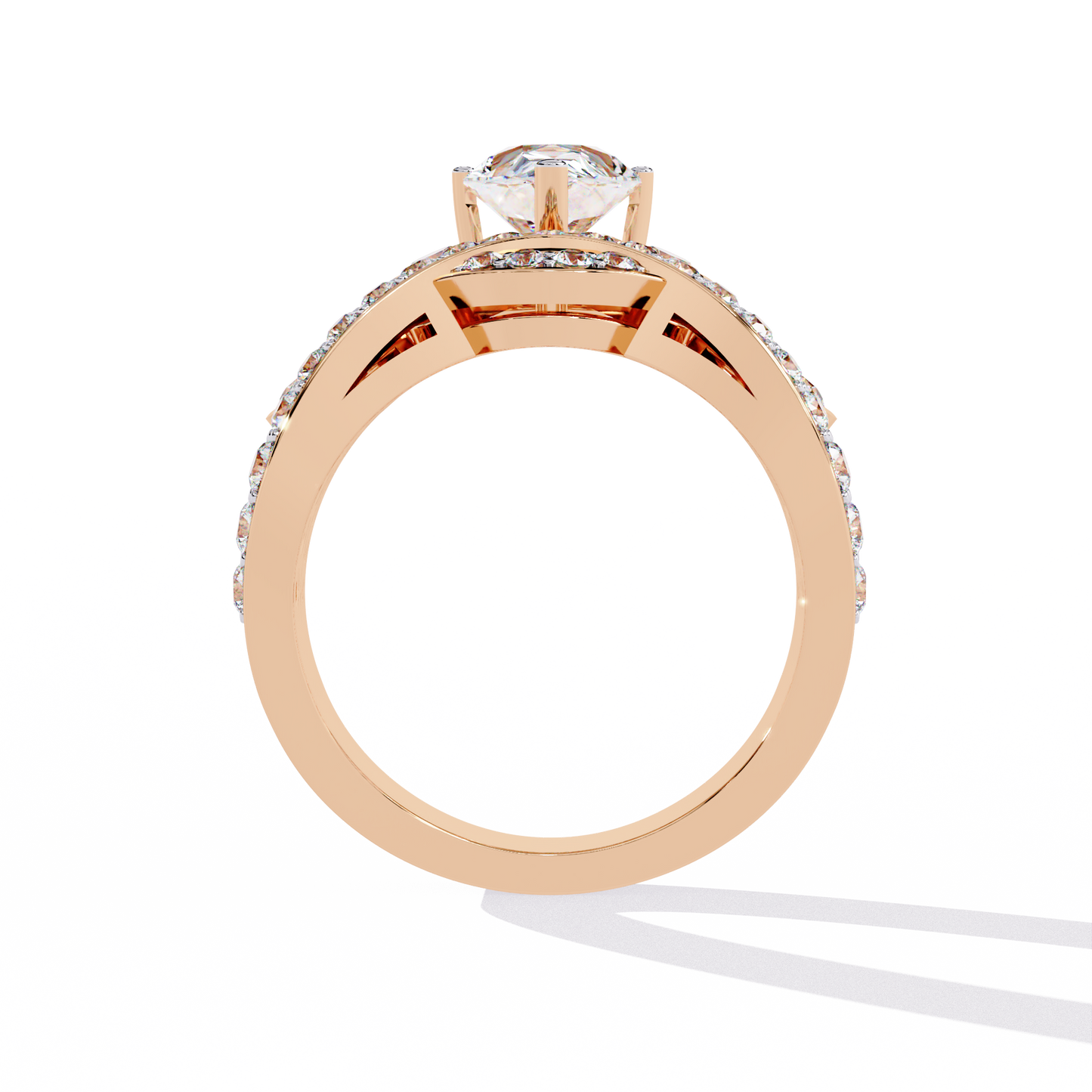 Celestial Crown – Pear Diamond Ring with Regal Scrollwork in 14K Gold