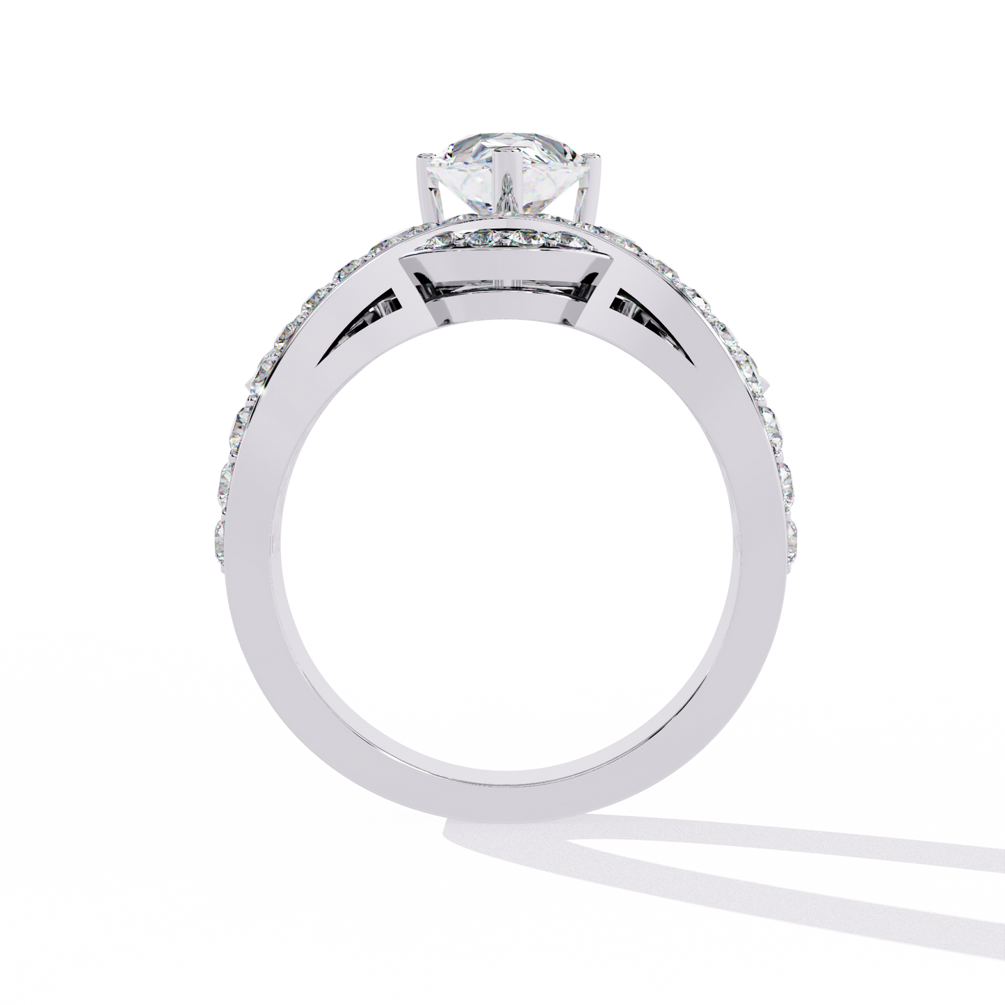 Celestial Crown – Pear Diamond Ring with Regal Scrollwork in 14K Gold