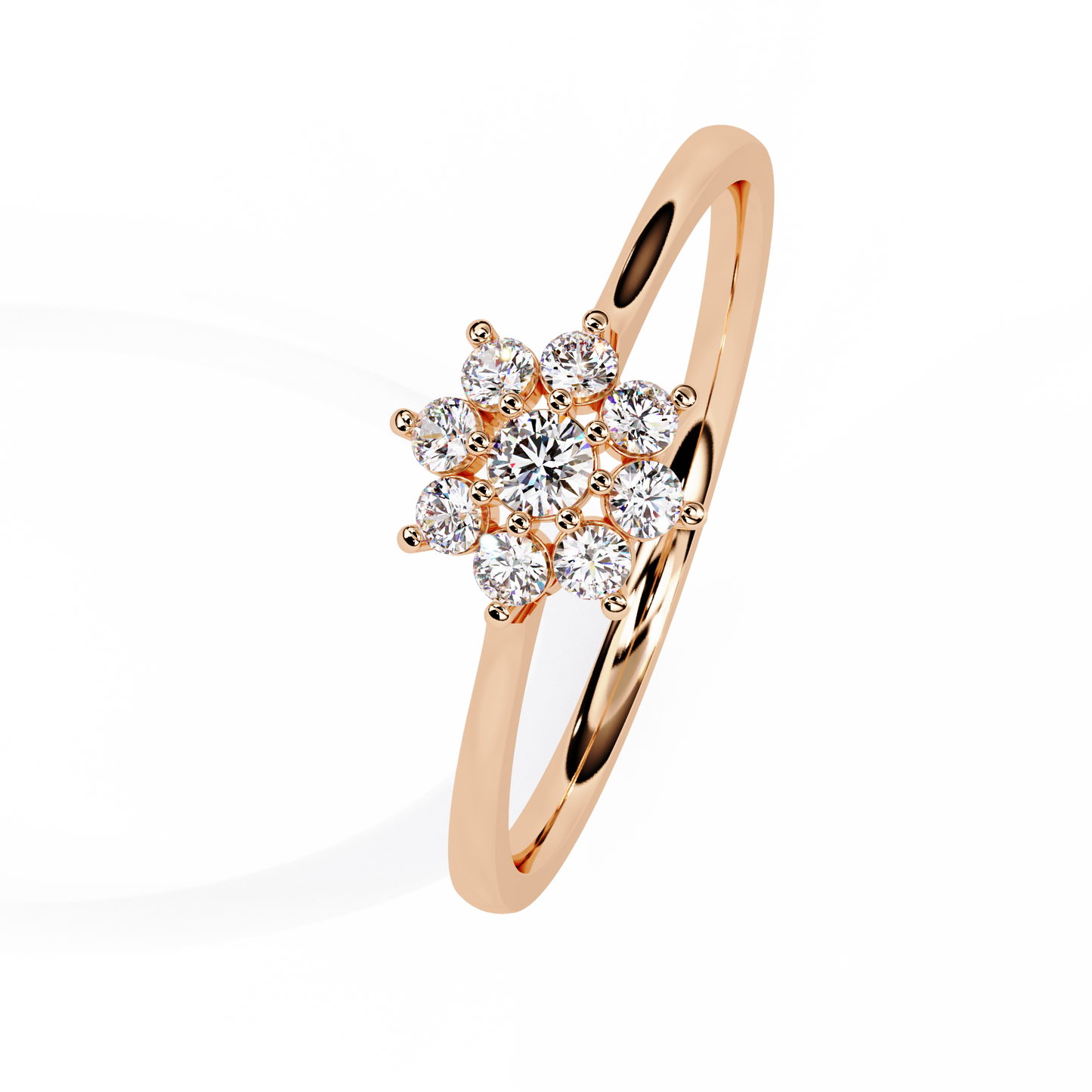 Celeste Bloom – Diamond Floral Cluster Ring in 14K Gold