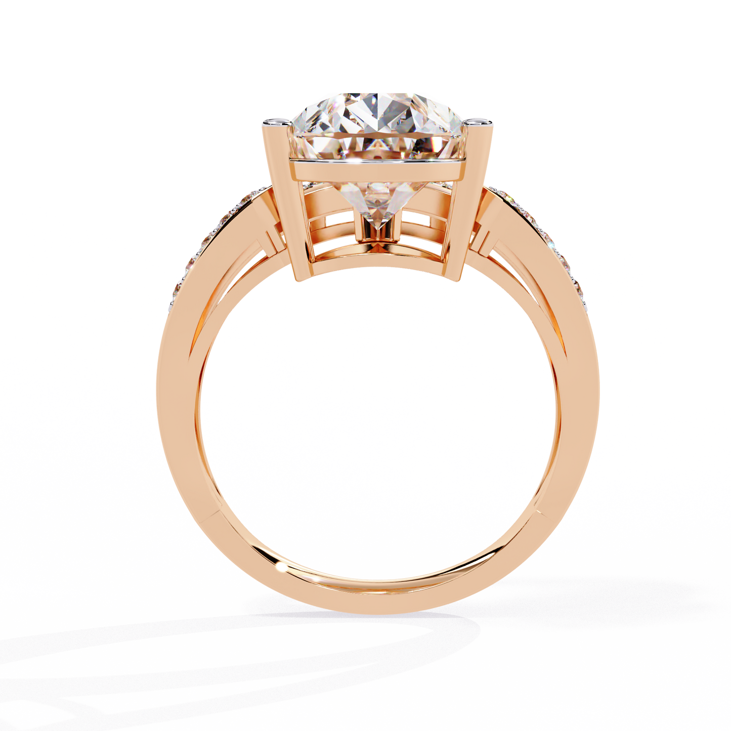 Sculpted Solité – Pear Diamond Split Shank Ring in 14K Gold