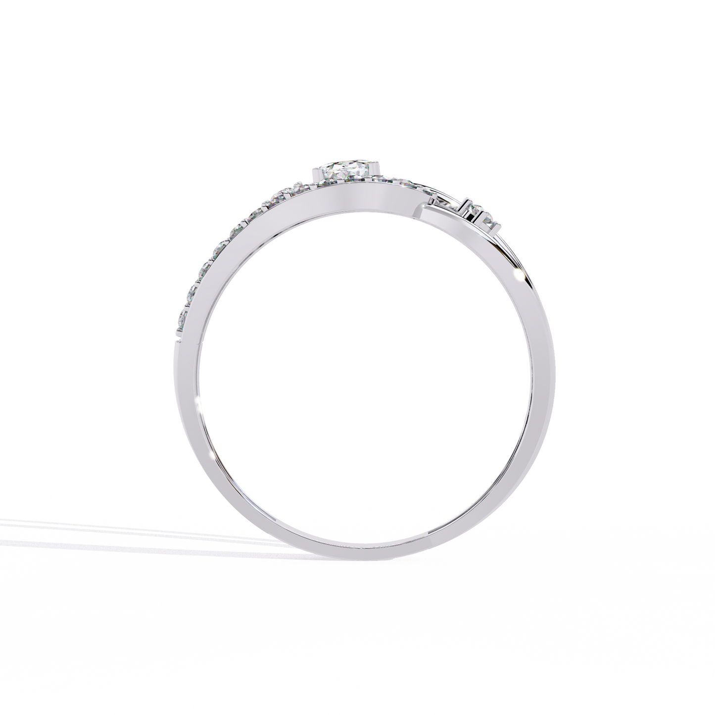 Ribbon Wrap – Oval Diamond Split Band Ring in 14K Gold