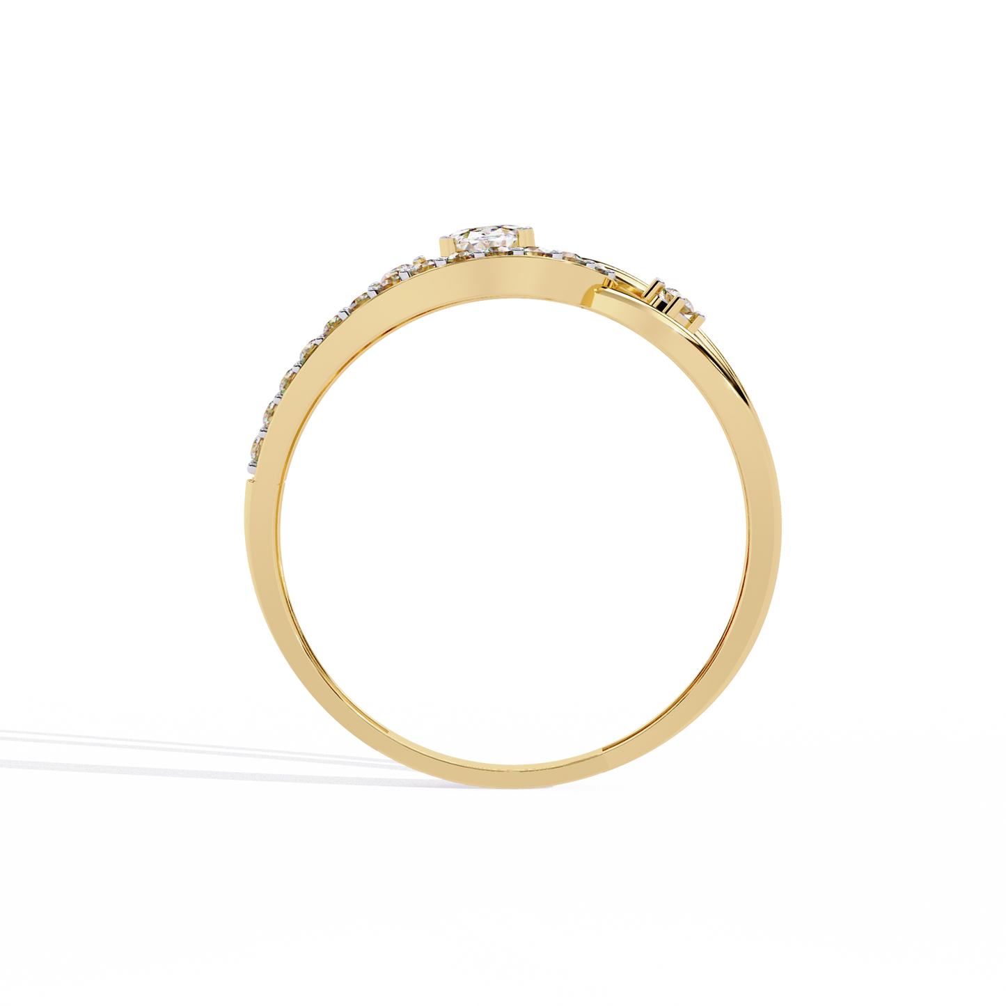Ribbon Wrap – Oval Diamond Split Band Ring in 14K Gold