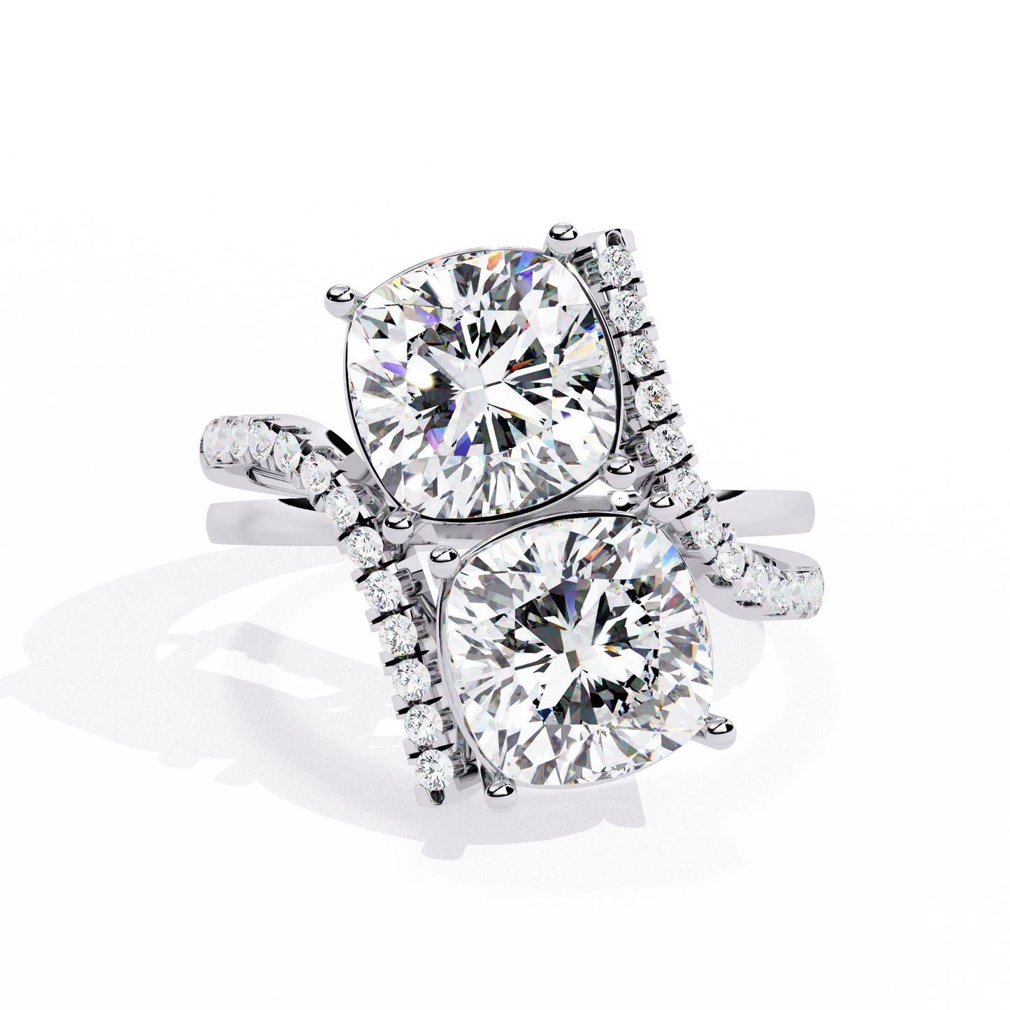 Toi Moi Cascade – Double Cushion Diamond Ring in 14K Gold