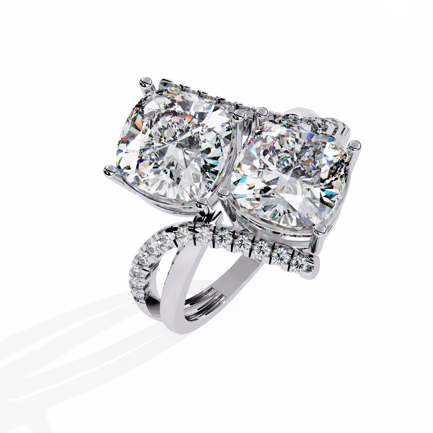 Toi Moi Cascade – Double Cushion Diamond Ring in 14K Gold