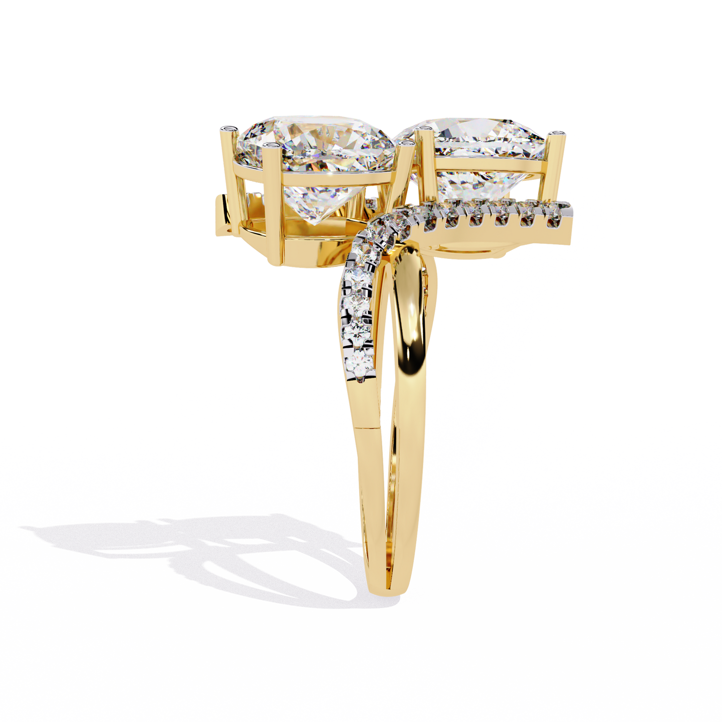 Toi Moi Cascade – Double Cushion Diamond Ring in 14K Gold