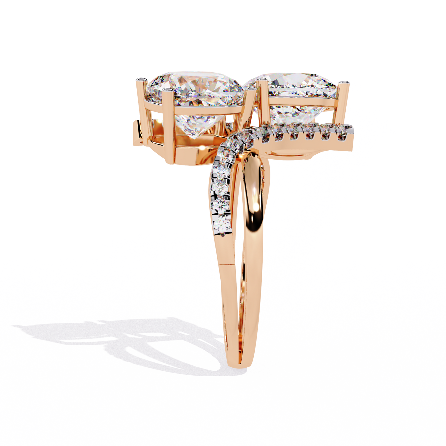 Toi Moi Cascade – Double Cushion Diamond Ring in 14K Gold
