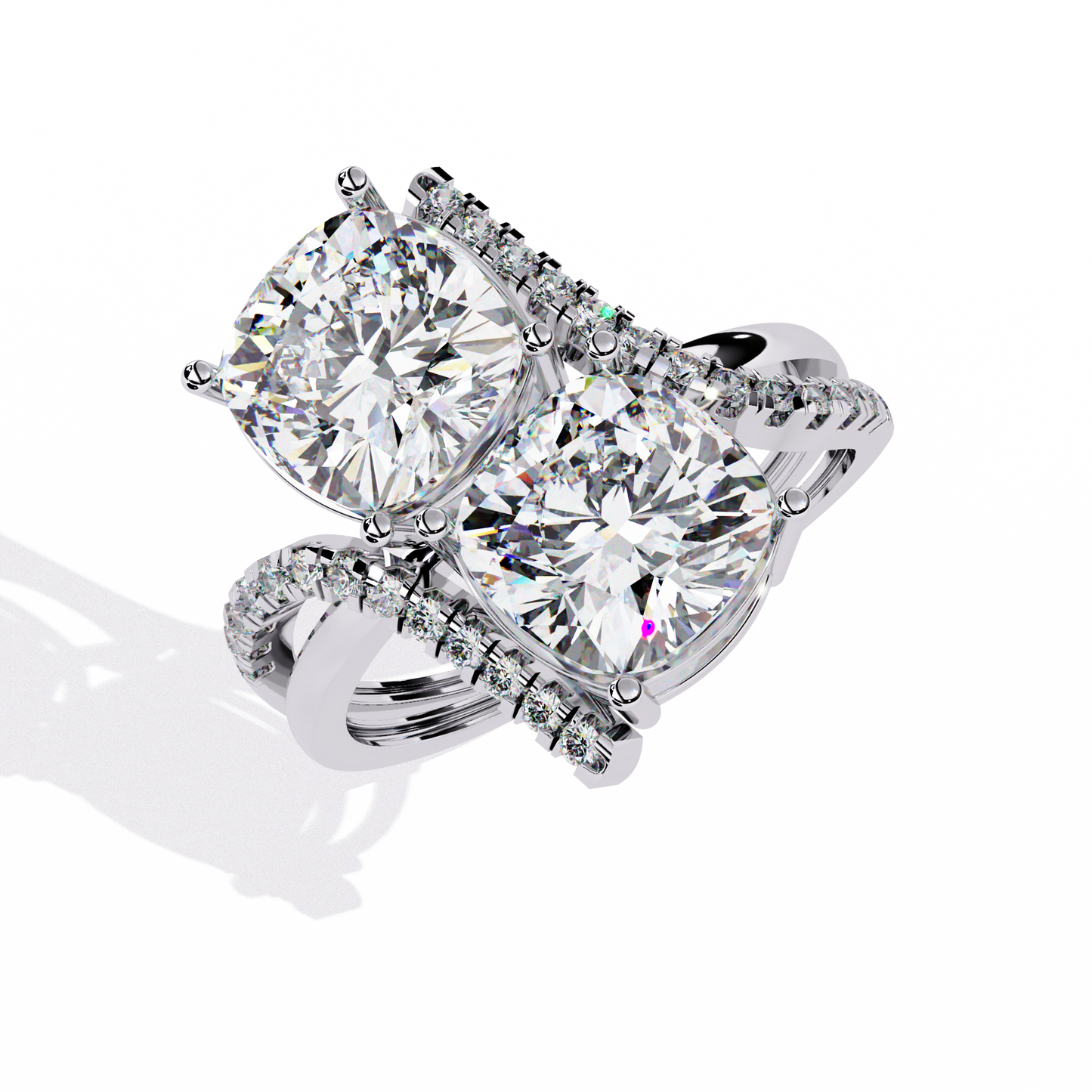 Toi Moi Cascade – Double Cushion Diamond Ring in 14K Gold