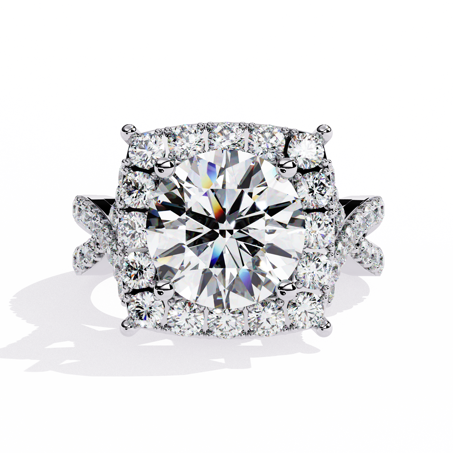 Radiant Crossband Halo – Lab Diamond Engagement Ring in 14K Gold